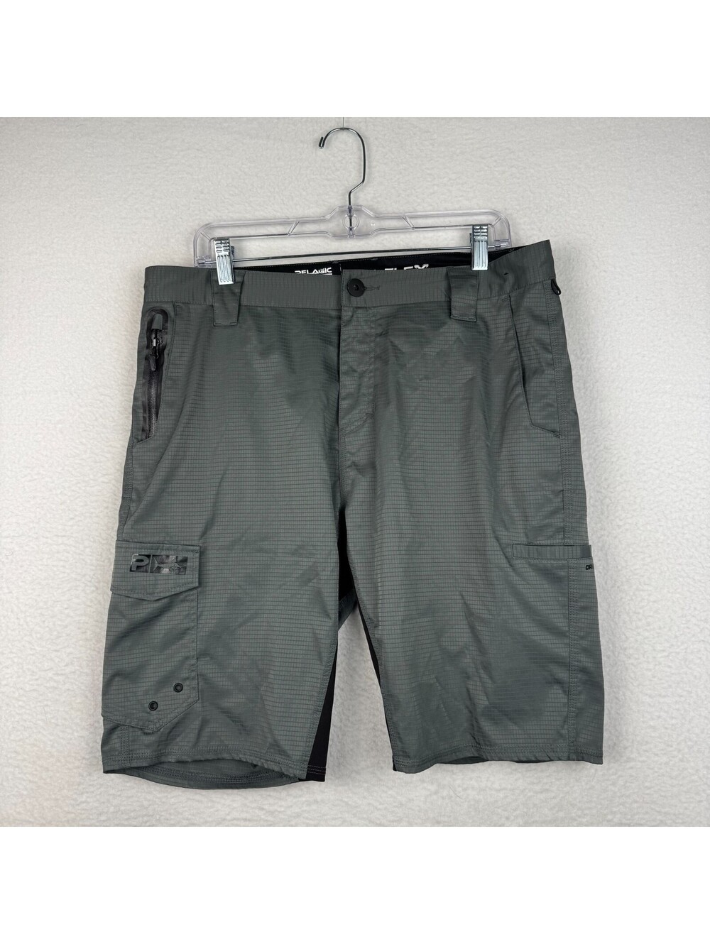 Pelagic Dri-Flex Mens 34 Gray Rip Stop Performance Offshore Cargo Shorts Fishing